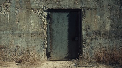 Forgotten Metal Door in Weathered Concrete Wall