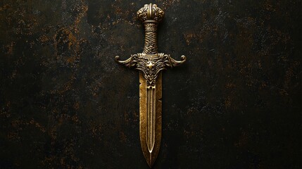 Ornate Golden Dagger on Dark Background: A Study in Metalwork and Shadow