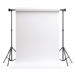 Professional photography backdrop setup with white screen