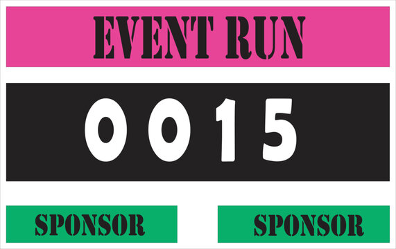 Pink colored marathon number bib isolated on white.