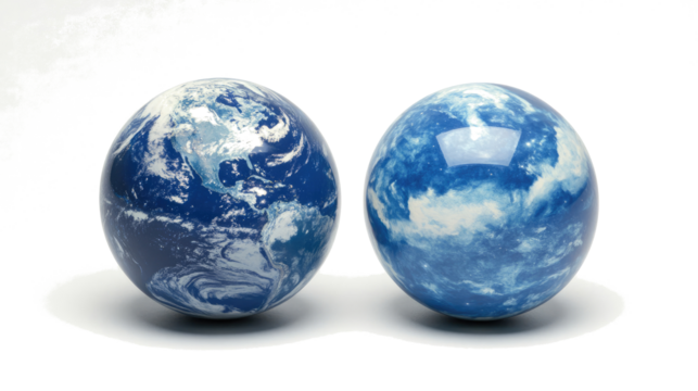 Vibrant Colored Globes and Earth Planets Generative AI