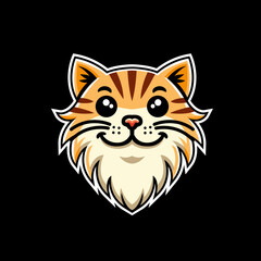 Cute Cartoon Tiger Cat Mascot Logo - Adorable Feline Illustration for Stickers, Branding, and Merchandise