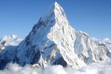 Naklejka premium Majestic Himalayan Peak Soaring Above Cloud Sea