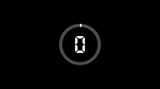   Digital circle countdown timer five seconds animation from 05 to 0 seconds on transparent background, 05 second countdown timer, Digital Countdown video
