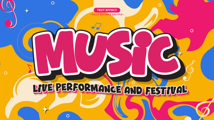Music Live Performance and Festival Text Effect with Abstract Background and Colourful Style