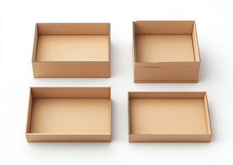 Obraz premium Four empty cardboard boxes, different angles.