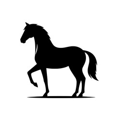 Majestic Stallion Silhouette: A powerful and elegant silhouette of a horse, standing proudly with one leg raised, showcasing its strength and grace.  