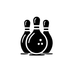 Bowling Pins and Ball Icon: A simple yet striking illustration of three bowling pins and a bowling ball, ready to be knocked down. Perfect for game-related designs, websites, and apps.