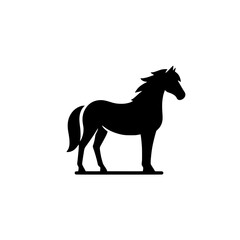 Horse Silhouette: A striking black silhouette of a horse, captured in profile, showcasing its elegant form and powerful presence.  The minimalist design conveys strength, grace, and freedom.