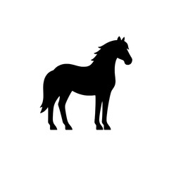 Majestic Stallion Silhouette: A strong and elegant silhouette of a horse, poised and powerful, against a clean background. The image is a timeless representation of equine grace and strength. 