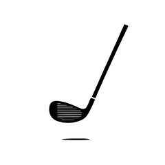 Golf Club Icon: A sleek and minimalist black golf club icon, isolated on a clean white background.  Perfect for website design, app development, sports logos, and more.