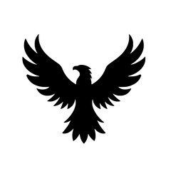 Soaring Eagle Silhouette: A powerful black silhouette of an eagle with wings spread wide, symbolizing freedom, strength, and determination.