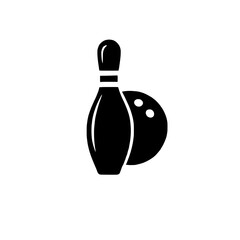 Bowling Pin and Ball Icon: A simple yet striking black and white icon depicting a bowling pin and ball, ready to strike. Perfect for game apps, websites.