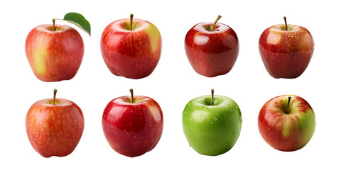 Various Fresh Apples, PNG collection, set bundle, isolate on transparent or white background