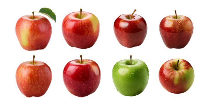 Various Fresh Apples, PNG collection, set bundle, isolate on transparent or white background