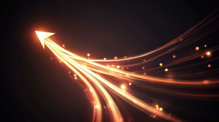 A creative blend of light trails and arrows pointing upward, emphasizing growth and forward movement in business