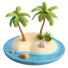 Obraz premium Tropical island paradise with palm trees and beach elements