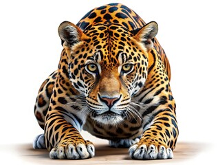 Obraz premium Silhouette of a Powerful Jaguar Ready to Pounce - Wildlife Stock Photo