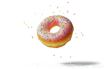 Donut with Chocolate Glaze and Colorful Sprinkles.