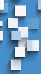 Abstract Blue White Cubes Softly Arranged. AI Generated