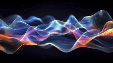 Abstract colorful light waves on black background