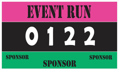 Pink colored marathon number bib isolated on white.