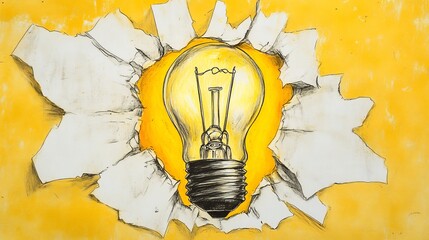 Bright Idea Illuminating Yellow Background. AI Generated