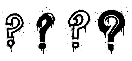 Set of Spray painted graffiti question marks in black over white. question drip symbol. isolated on white background. vector illustration © Receh Lancar Jaya
