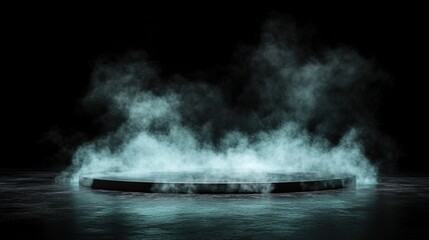 Obraz premium Smoke Green magic ground light cloud floor dark effect black background