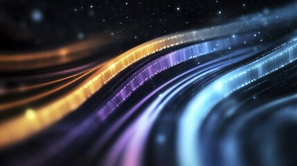 Obraz premium Colorful light trails on dark background with sparkling stars