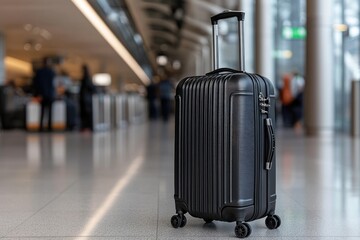 The suitcase at the airport: travel luggage, business trip, airport terminal, traveler gear, departure hall, journey preparation, travel bag, boarding routine, flight schedule, professional journey.
