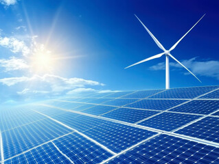 Solar panels and wind turbines generating electricity is solar energy
