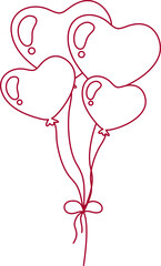 Hearts Balloons Outline