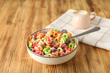 Colorful cornflakes, concept of tasty breakfast, morning food