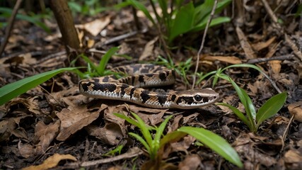 Fototapeta premium Young Jamaican Boa on the Forest Floor