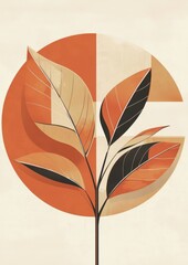 Abstract graphic design featuring a tropical plant theme.