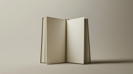 Open book with blank pages on a light background perfect for adding your text or graphics