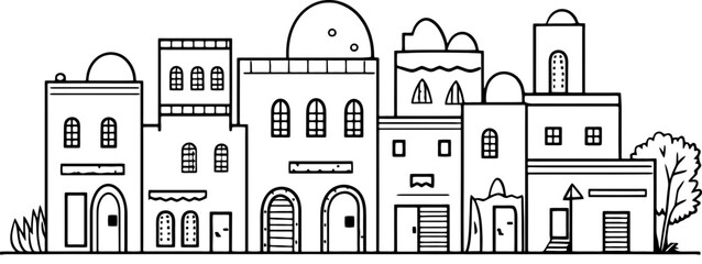 Middle east arabian housing drawing