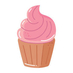 Pink frosting cupcake