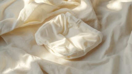 Soft cream sheets, sunlight, folded fabric, bedroom, calming mood, home decor
