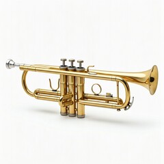 Obraz premium golden trumpet on white background