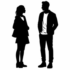 Silhouette of a Man and Woman in Conversation