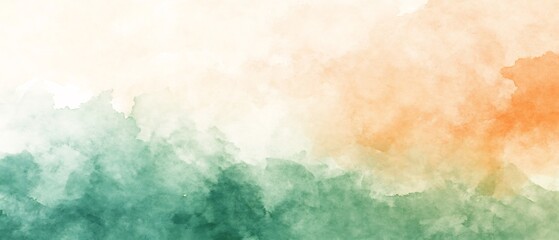 Obraz premium Soft Green Orange Watercolor Abstract Blend. AI Generated