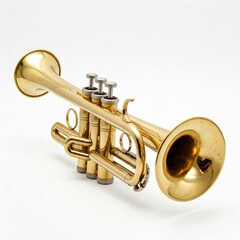Obraz premium gold trumpet musical instrument isolated on white background
