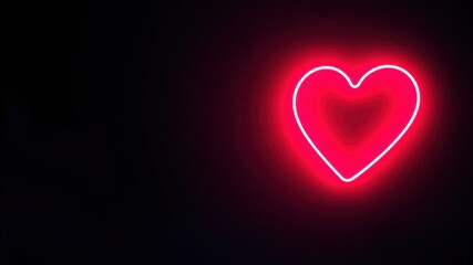 Neon Heart Glow: A radiant red neon heart glows against a dark background, casting a warm and inviting glow. The minimalist composition emphasizes the vibrant heart, symbolizing love, passion.