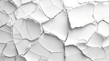 Abstract monochrome cracked earth texture. Dry, arid, and desolate land surface background. Grunge, rough, broken, and fragmented texture design.