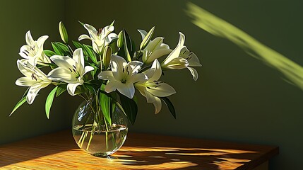 White lilies vase sunlight corner room decor