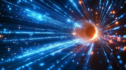 Naklejka premium Dynamic Energy Flow Through a Vibrant Cosmic Tunnel of Light