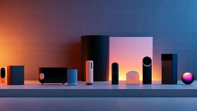 Smart Home Device Lineup in a Stylish Studio Setting