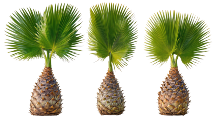 Green Areca Palms on Clear Background Generative AI